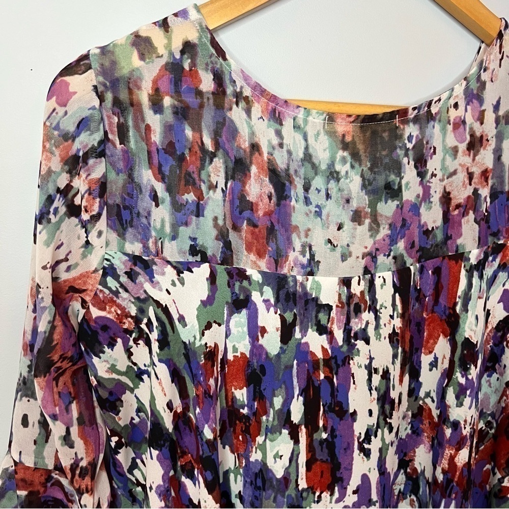 Anthropologie Paper Crown Endora Half Length Bell Sleeve Abstract Mini Dress S - Picture 15 of 16